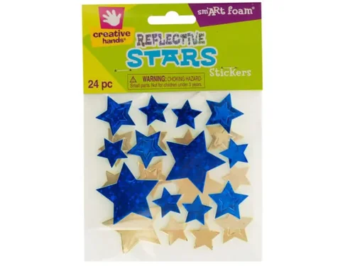 CC081 | Bulk Buys 24-Piece Reflective Stars Foam Stickers