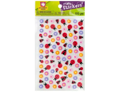 CC083 | Bulk Buys Puffy Ladybugs & Flowers Craft Stickers