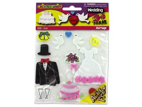 CC823 | Bulk Buys 3-D Wedding Theme Foam Stickers for Crafts