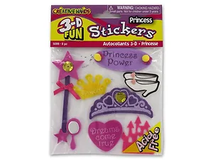 CC836 | Bulk Buys 3D Princess Party Stickers for Crafting