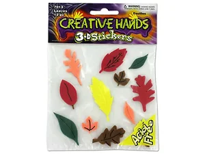 CC848 | Bulk Buys Autumn-Themed 3-D Foam Leaf Craft Stickers