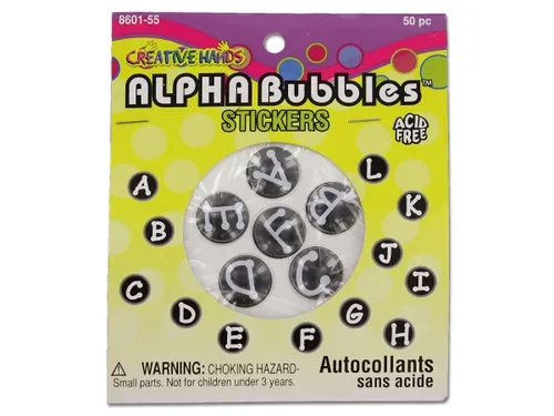 CC883 | Bulk Buys White Bubble Alphabet Stickers - 50 Count