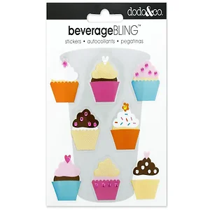 CG057 | Bulk Buys Colorful Cupcake Bling Stickers for