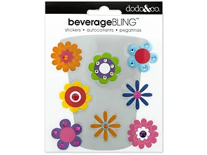 Bulk Buys Colorful Floral Beverage Sticker Set for Parties