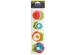 CG532 | Bulk Buys Colorful Layered Felt Flower Stickers