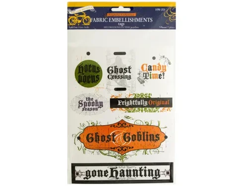 CG693 | Bulk Buys Halloween Themed Fabric Sticker Tags Set
