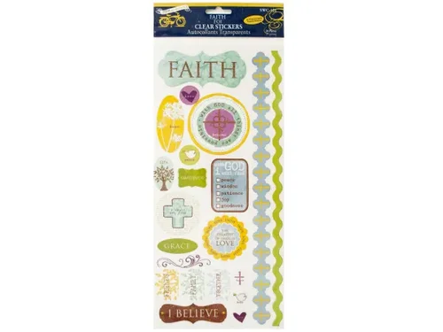 CG736 | Bulk Buys Glitter Faith-Themed Clear Stickers Set