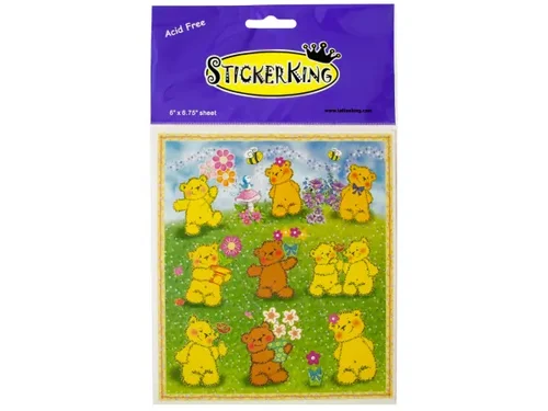 CH055 | Bulk Buys Charming Teddy Bear Meadow Sticker Set