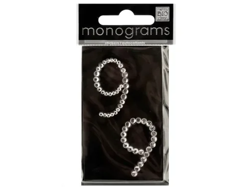 CG774 | Bulk Buys Sparkling Number 9 Rhinestone Monogram
