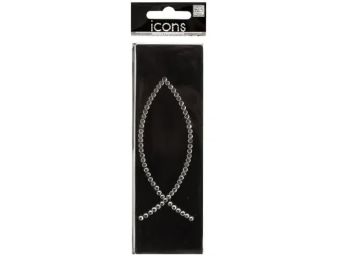CG825 | Bulk Buys Rhinestone Ichthus Fish Icon Sticker for