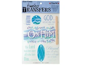 CN764 | Bulk Buys God Cares Inspirational Rub-On Transfer