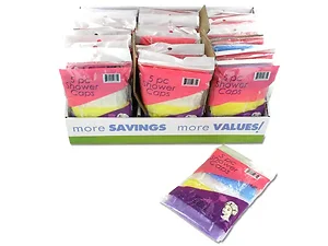DC131 | Bulk Buys 5-Pack Shower Caps with Colorful