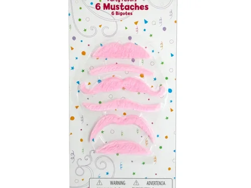 EL571 | Bulk Buys Fuzzy Pink Mustaches Party Set for Kids