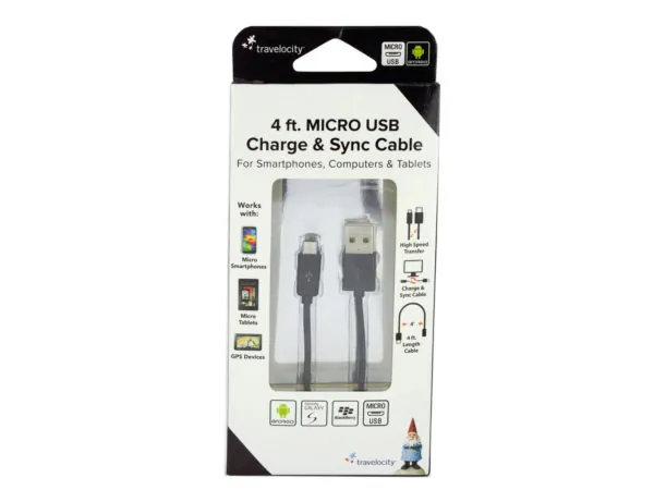 Bulk EL180 Travelocity Black Micro Usb Charge  Sync Cable