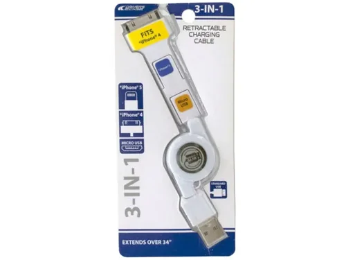 EL623 | Bulk Buys Versatile 3-In-1 Retractable Charging