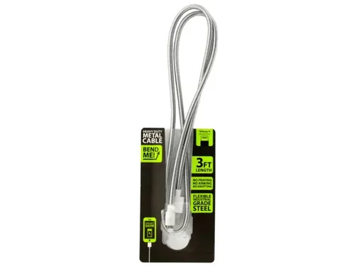 EL695 | Bulk Buys Durable 3ft Metal USB to iPhone Charging