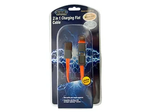 EL770 | Bulk Buys 3ft Orange Dual-Connector Flat USB