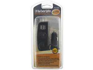 Bulk Buys 12V Dual Socket Charger with USB Ports and