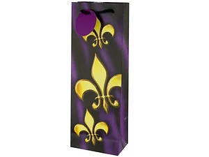 Bulk Buys Elegant Purple Fleur de Lis Wine Bottle Gift Bag