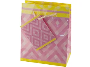 Bulk Buys Charming Small Pink Diamonds Gift Bag with Tag