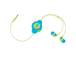 EN298 | Bulk Buys Neon Blue & Yellow Retractable Earbuds