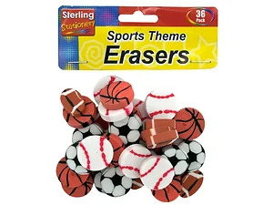 GC749 | Sterling Assorted Sports Shape Erasers - 36 Pack