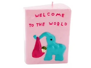 GC860 | Bulk Buys Adorable Pink Elephant and Baby Candle Set