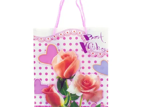 GH321 | Bulk Buys Best Wishes Floral Gift Bag with Gingham