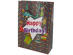 Bulk Buys Colorful Birthday Party Gift Bag with Hat Design