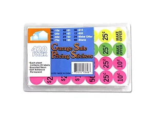 GL053 | Bulk Buys Neon Garage Sale Price Stickers - 420 Pack