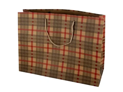 GH557 | Bulk Buys Stylish Large Plaid Paper Gift Bag for