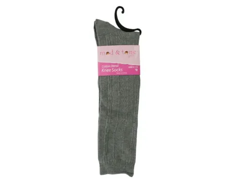 GH597 | Bulk Buys Girls' Warm Grey Cable Knit Knee