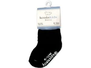 Bulk GH665 Koala Kids Basics Black Socks 6 - 12 Months Of Age