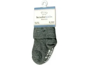 Bulk GH674 Koala Kids Basics Grey Baby Socks 6 - 12 Months Of Age