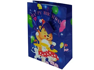 Bulk Buys Birthday Medium Gift Bag - Blue with Decorative