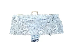 Bulk Buys Lace Skirt Thong in Light Blue - Size 7