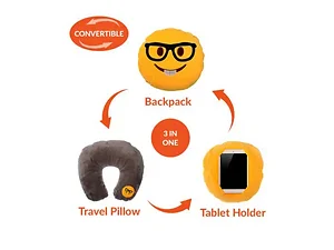 Bulk Buys Nerd Emoticon 3-in-1 Travel Pillow for Kids