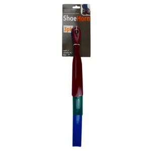 Bulk Buys Durable 3-Piece Shoe Horn Set in Assorted Sizes