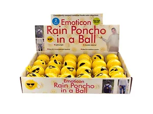 Bulk Buys Compact Emoticon Rain Poncho Keychain Display