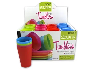 HB421 | Bulk Buys 12 oz. Plastic Stacking Tumblers