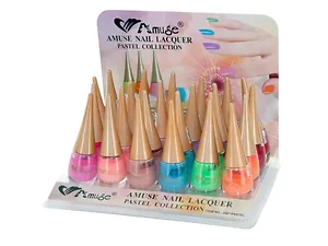 Bulk Buys 12-Color Pastel Nail Lacquer Countertop Display