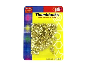 HC017 | Sterling Brass Colored Thumbtacks - 100 Pack for