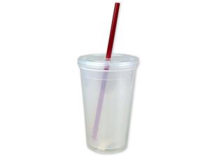 Bulk HC349 Red And Clear Double Wall Mood Tumbler With Straw 16 Oz