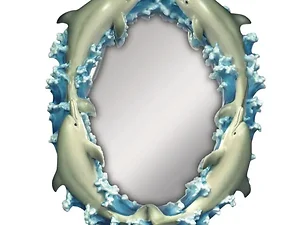 HG851 | Bulk Buys Playful Dolphins Oval Wall Mirror