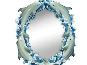 HG867 | Bulk Buys Dolphin-Themed Oval Wall Mirror with
