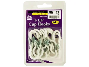 HH167 | Bulk Buys Vinyl Coated Metal Cup Hooks Set - 24