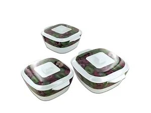 HH273 | Bulk Buys Apple Print Melamine Square Bowls Set - 6