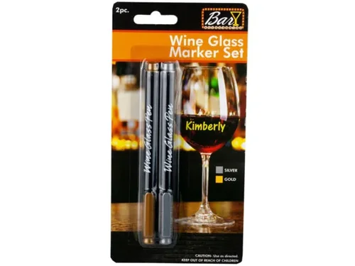 HH353 | Bulk Buys 2pc Wine Glass Pen Silver & Gold