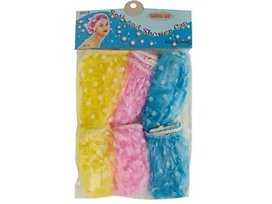 HH630 | Bulk Buys 6-Piece Bath & Shower Cap Set with Polka