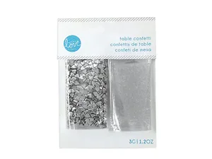 Bulk Buys Sparkling Silver Heart Table Confetti for